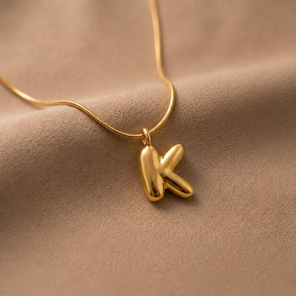Bubble Initial Charm Necklace