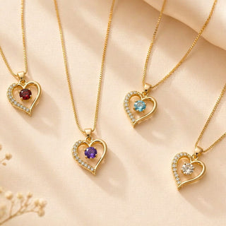 Lustre Heart Birthstone Necklace