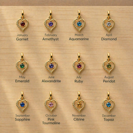 Lustre Heart Birthstone Necklace