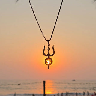 Gold Plated Om Trishul Pendant