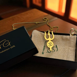 Gold Plated Om Trishul Pendant