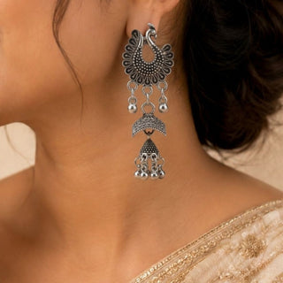 Oxidised Chandbali Jhumka Set