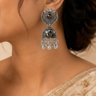 Oxidised Chandbali Jhumka Set