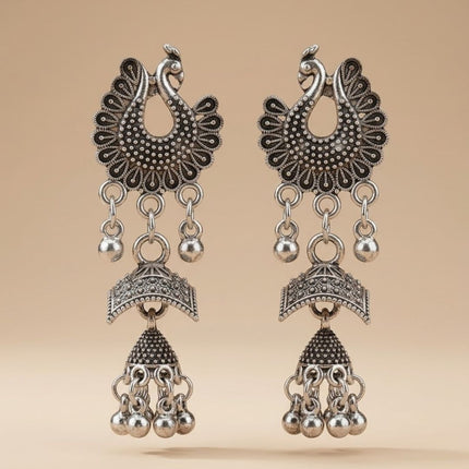 Oxidised Chandbali Jhumka Set