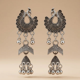 Oxidised Chandbali Jhumka Set