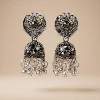 Oxidised Chandbali Jhumka Set