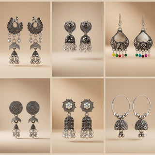 Oxidised Chandbali Jhumka Set