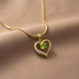 Lustre Heart Birthstone Necklace