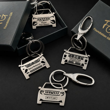 Custom Personalised Car Keychain with Name & Number