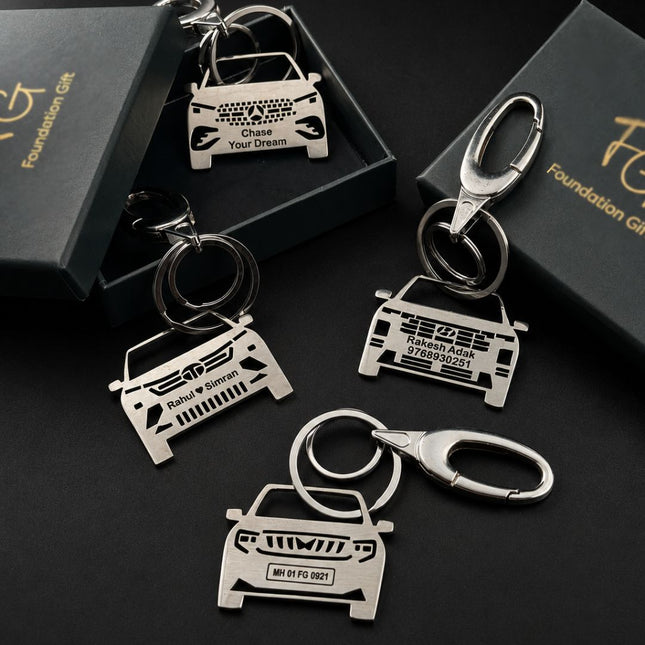 Custom Personalised Car Keychain with Name & Number