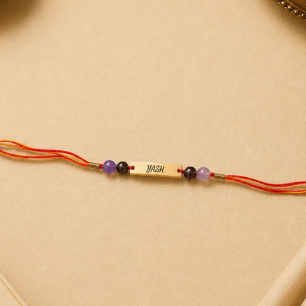 Personalised Spiritual Name Rakhi with 4 Natural Stones