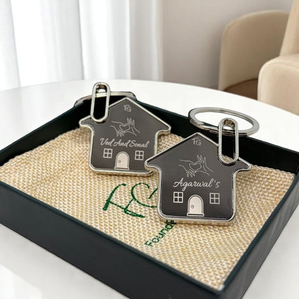 Personalised Couple House Keychain Set - Meaningful Custom Gift