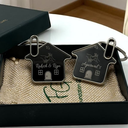 Personalised Couple House Keychain Set - Meaningful Custom Gift
