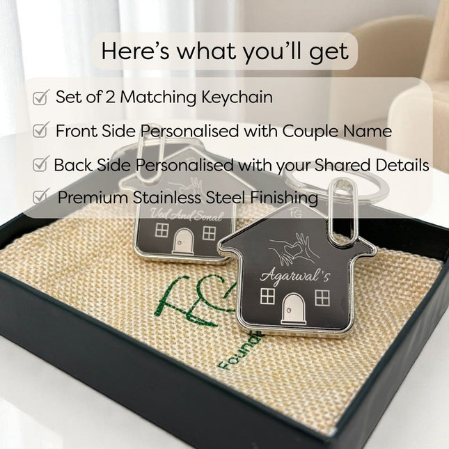 Personalised Couple House Keychain Set - Meaningful Custom Gift