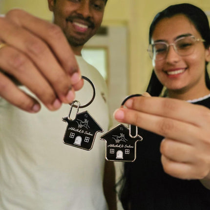 Personalised Couple House Keychain Set - Meaningful Custom Gift