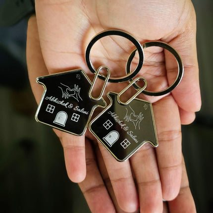 Personalised Couple House Keychain Set - Meaningful Custom Gift