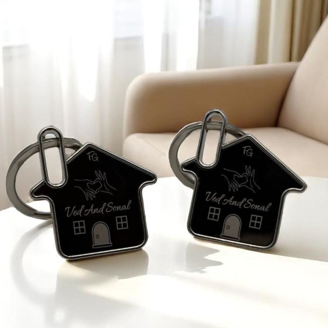 Personalised Couple House Keychain Set Meaningful Custom Gift