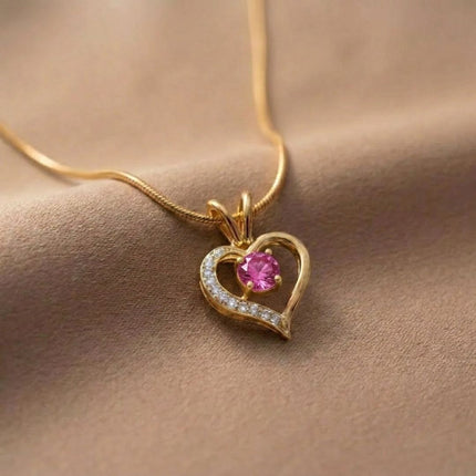 Lustre Heart Birthstone Necklace