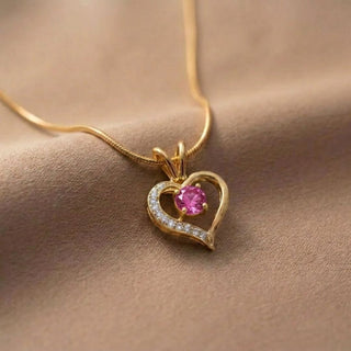 Lustre Heart Birthstone Necklace