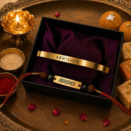 Personalised Spiritual Rakhi & Bracelet Gift Set