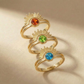 Radiant Halo Birthstone Ring