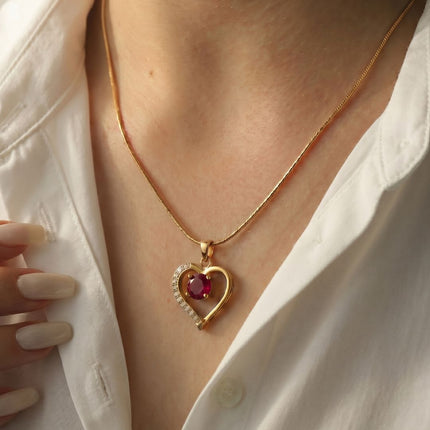 Lustre Heart Birthstone Necklace