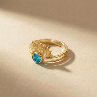 Radiant Halo Birthstone Ring