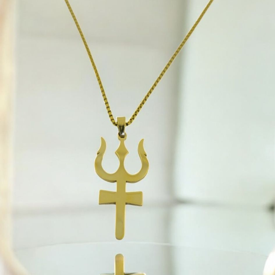Divine Gold Plated Trishul Pendant