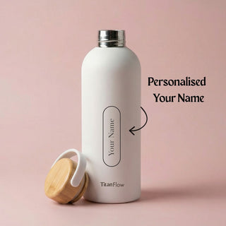 TitanFlow Personalised Bamboo Sip Bottle: Custom Engraved Hydration Gift
