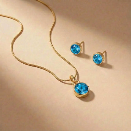 Birthstone Jewellery Set – Necklace & Earrings - Foundation Gift
