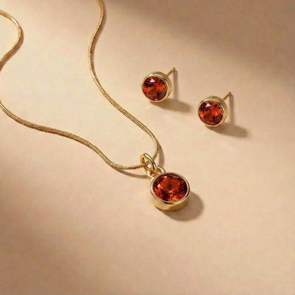 Birthstone Jewellery Set – Necklace & Earrings - Foundation Gift