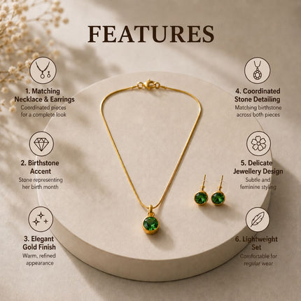 Birthstone Jewellery Set – Necklace & Earrings - Foundation Gift