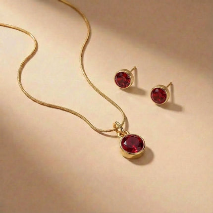 Birthstone Jewellery Set – Necklace & Earrings - Foundation Gift