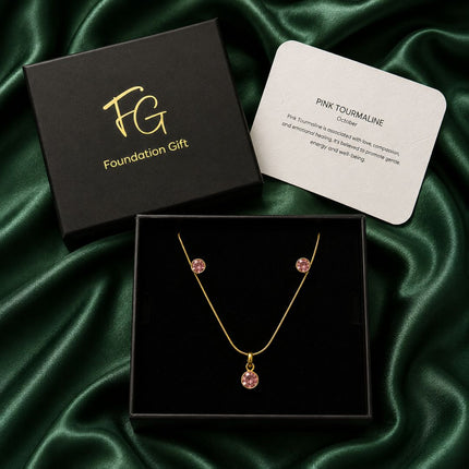 Birthstone Jewellery Set – Necklace & Earrings - Foundation Gift