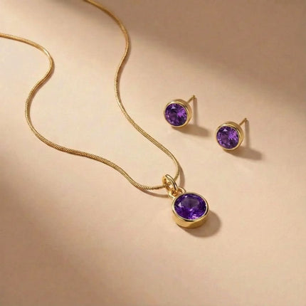 Birthstone Jewellery Set – Necklace & Earrings - Foundation Gift