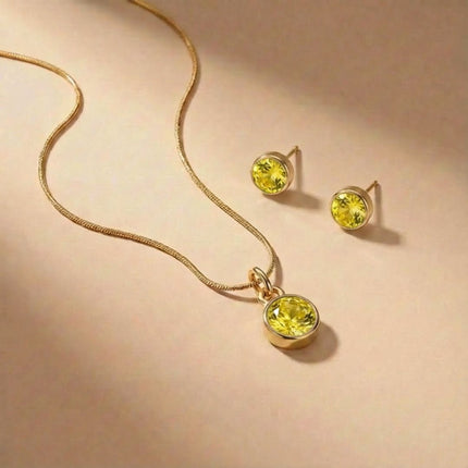 Birthstone Jewellery Set – Necklace & Earrings - Foundation Gift