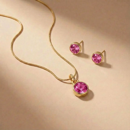 Birthstone Jewellery Set – Necklace & Earrings - Foundation Gift