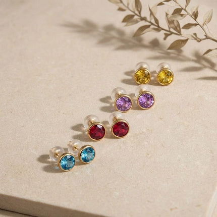 Birthstone Stud Earrings- Best Birthday Gift For Her - Foundation Gift