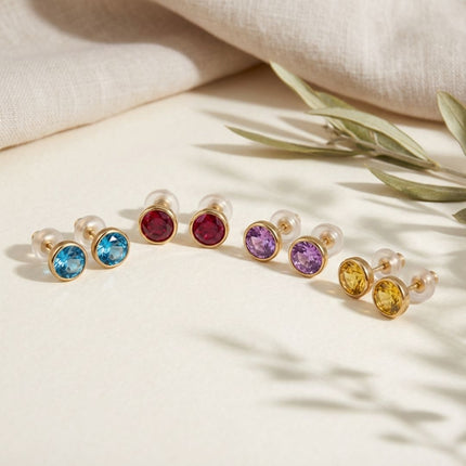 Birthstone Stud Earrings- Best Birthday Gift For Her - Foundation Gift