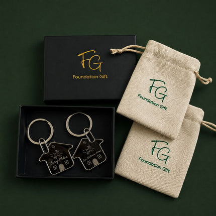 Personalised Couple House Keychain Set - Meaningful Custom Gift