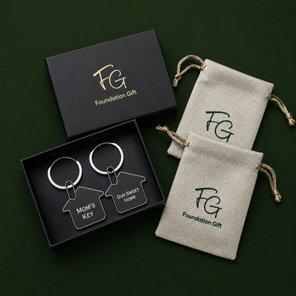 Custom Family House Keychain Set of 2  - New Home Gift