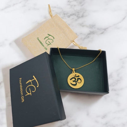 Gold Om Pendant - Spiritual Gift For Your Loved Ones - Foundation Gift