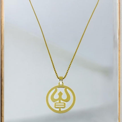 Gold Plated Trishul Pendant - Perect Religious gift - Foundation Gift