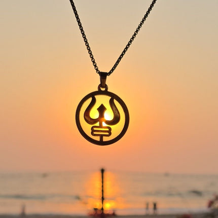 Gold Plated Trishul Pendant - Perect Religious gift - Foundation Gift