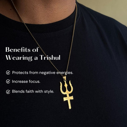 Gold Trishul Pendant - Best Gift for Shiv Bhakt - Foundation Gift