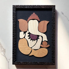Handmade Wooden Ganesha Frame: Spiritual Home Decor Gift - Foundation Gift