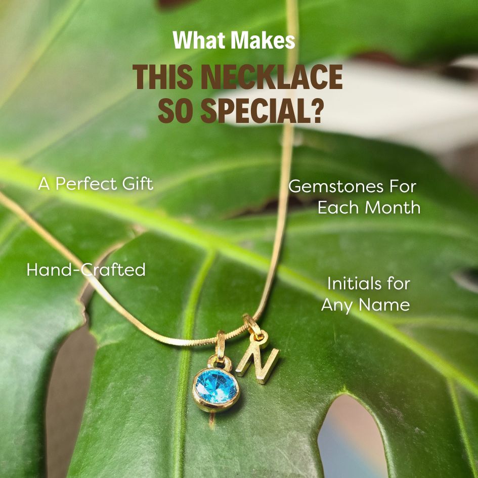 Initial Birthstone Necklace Gift With Your Loved One's Initals