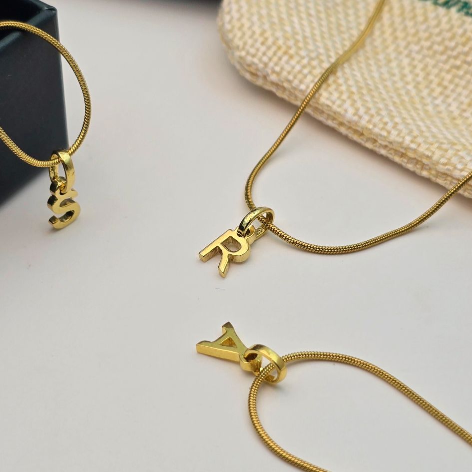 Initial Charm Pendant Necklace as first Anniversary gift for your wife