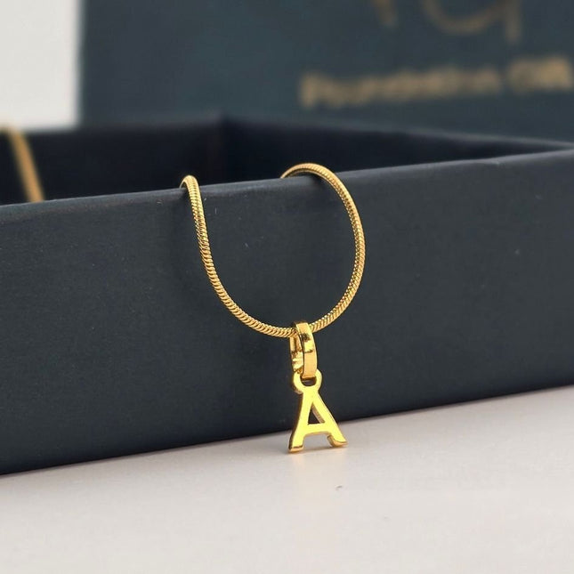 Initial Charm Pendant Necklace - Her Initial in Gold - Foundation Gift
