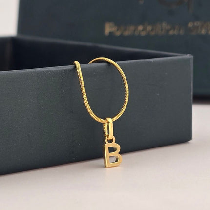 Initial Charm Pendant Necklace - Her Initial in Gold - Foundation Gift